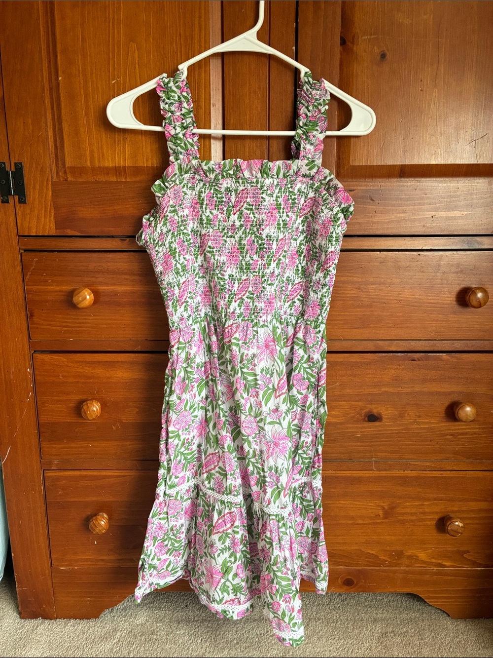 Vineyard Vines Pink & Green Floral Smocked Sundress NWOT